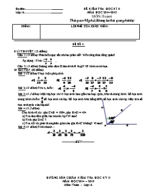 2 Đề kiểm tra học kỳ II năm học 2014-2015 môn Toán lớp 6